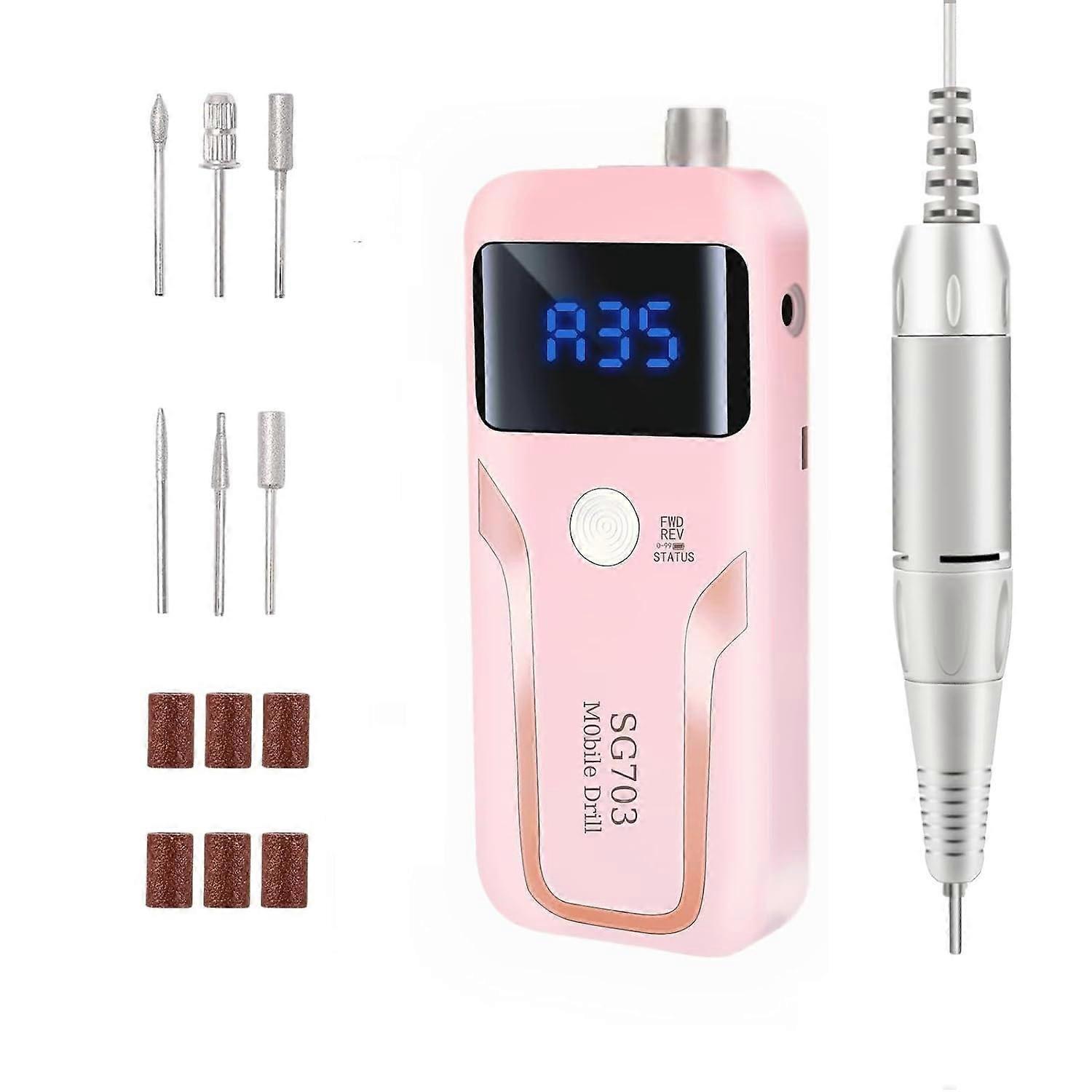 Electric Nail Drill 35000 RPM Adjustable Speed Rechargeable Professional Nail File for Acrylic Nails with LED Display and Low Noise Operation