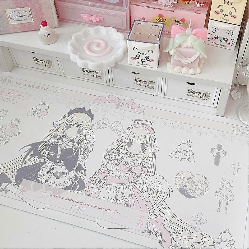 New Ins Style Girl Mouse Pad Original PU Leather Office Learning Computer Keyboard Pad Student Dormitory Table Mat Cute Placemat