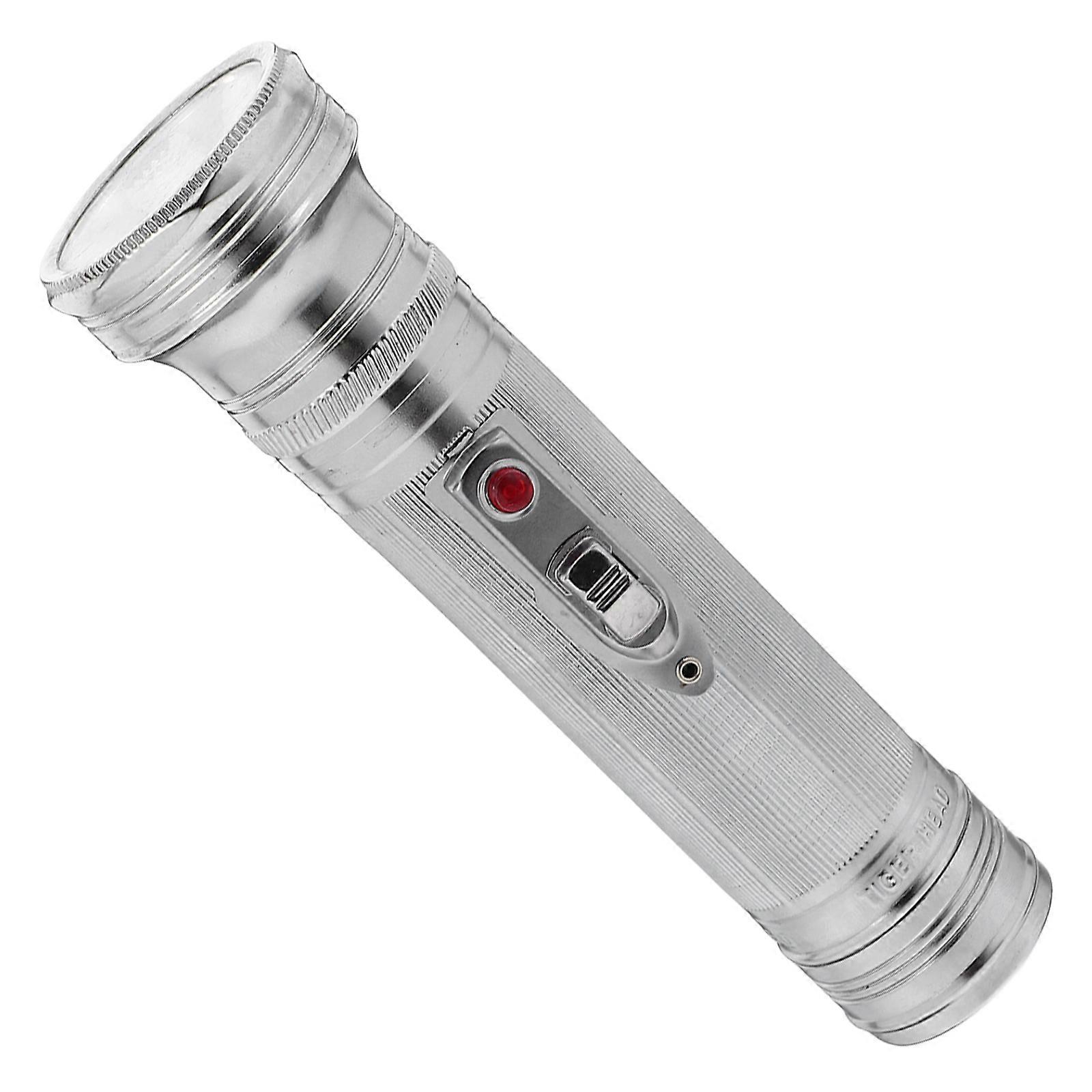 Flash Light Old-Style Cylindrical Shape Silver Color For Hiking Retro Enthusiasts 1Set