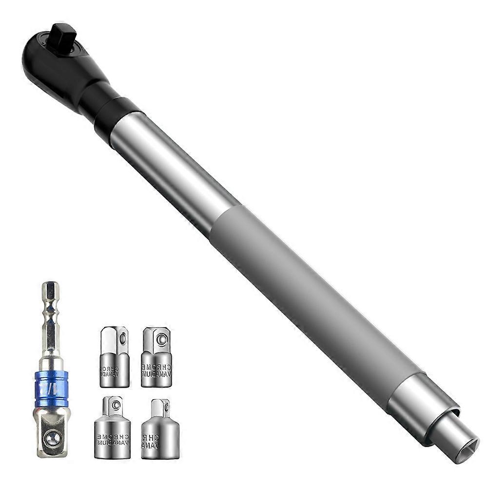 1/2In Offset Heavy Duty Extension Wrench, Impact Ratchet Extension for Drills, 5 Size Adapters, Perfect for Tight Spaces