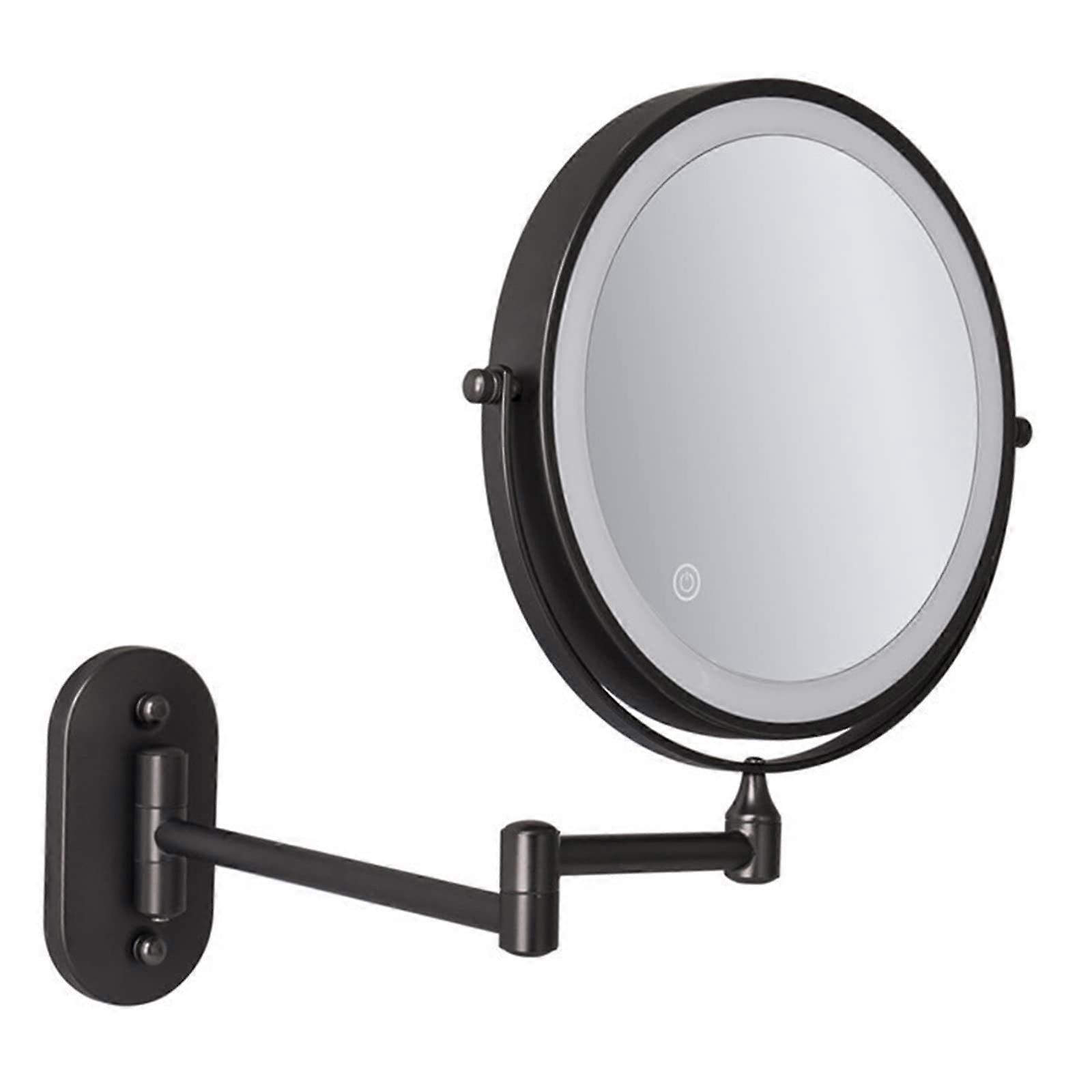 8 Inch Wall Mounted LED Lighted Vanity Mirror 10X Magnification Double Sided 360° Swivel Arm Touch Sensor
