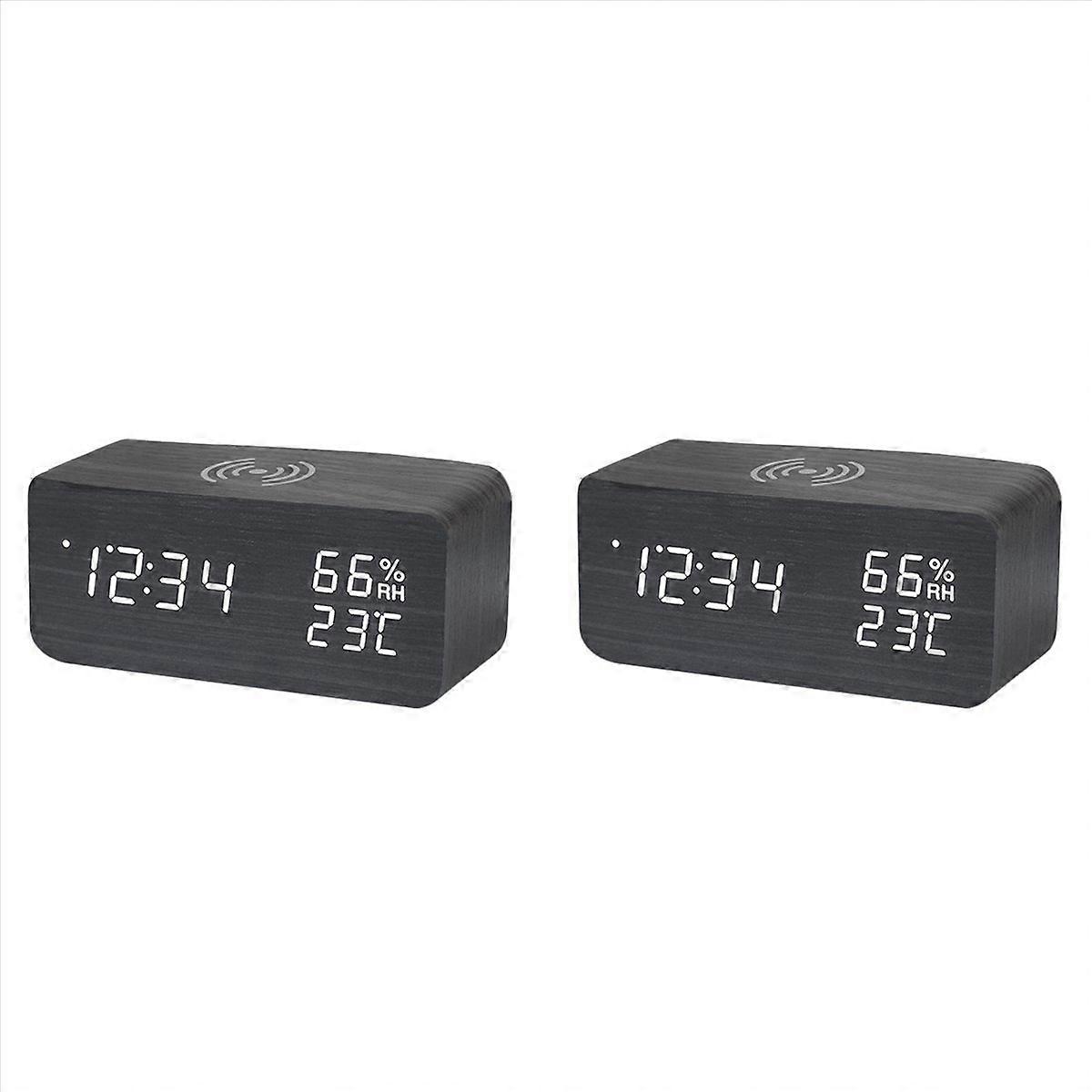 Digital Alarm Clock, LED Smartphone Wireless Charger (Black)