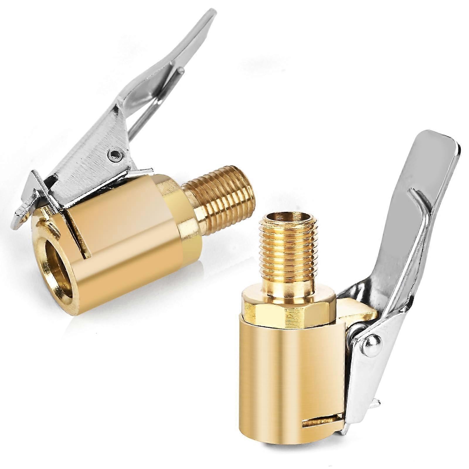2pcs Brass Locking Tire Inflator Nozzle Air Chuck Adapter, LeakProof 250 PSI, Wide Valve Fit