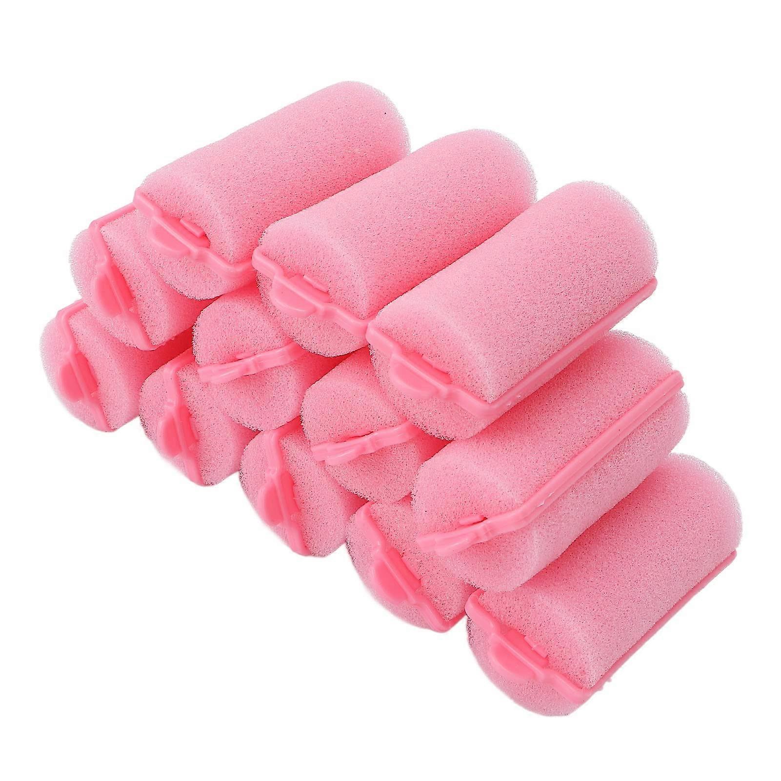 Foam Hair Rollers 12pcs Soft Flexible No Heat Sponge Curlers for Comfortable Overnight Styling Pink