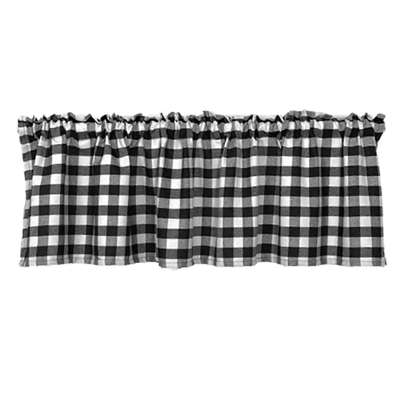 Window Valance Vintage Checkered Polyester Decorative Rod Pocket Valance For Kitchen Kaesi