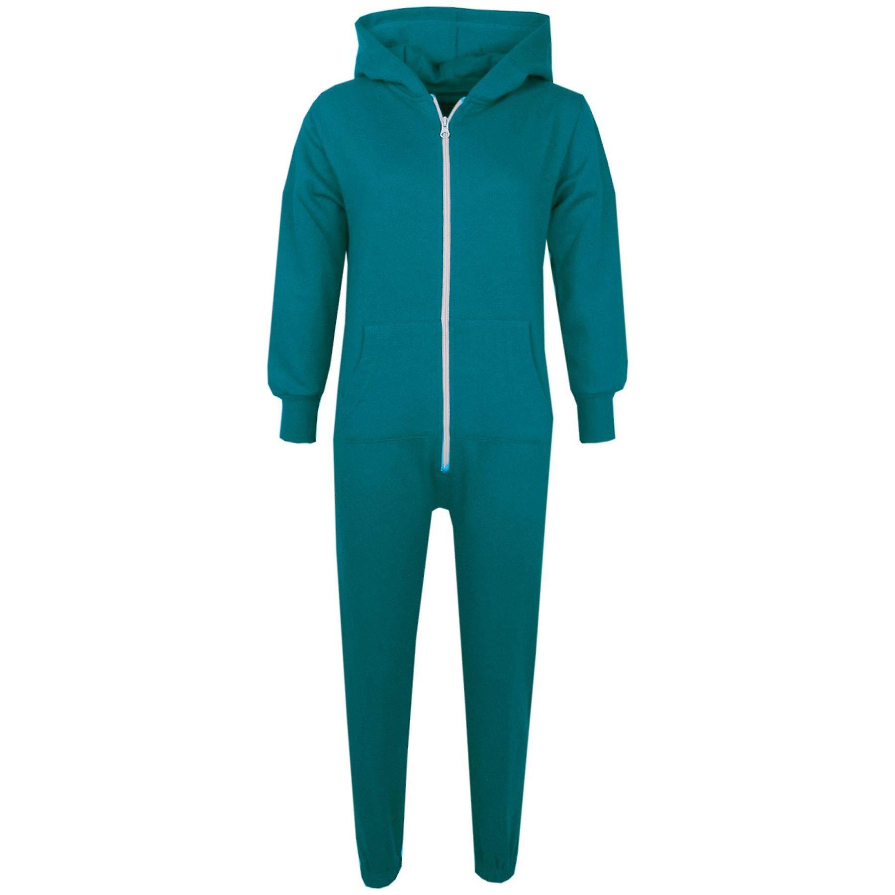 A2Z 4 Kids Girls Boys Plain, Camouflage & Tartan Print Fleece Pyjamas Hooded Onesie
