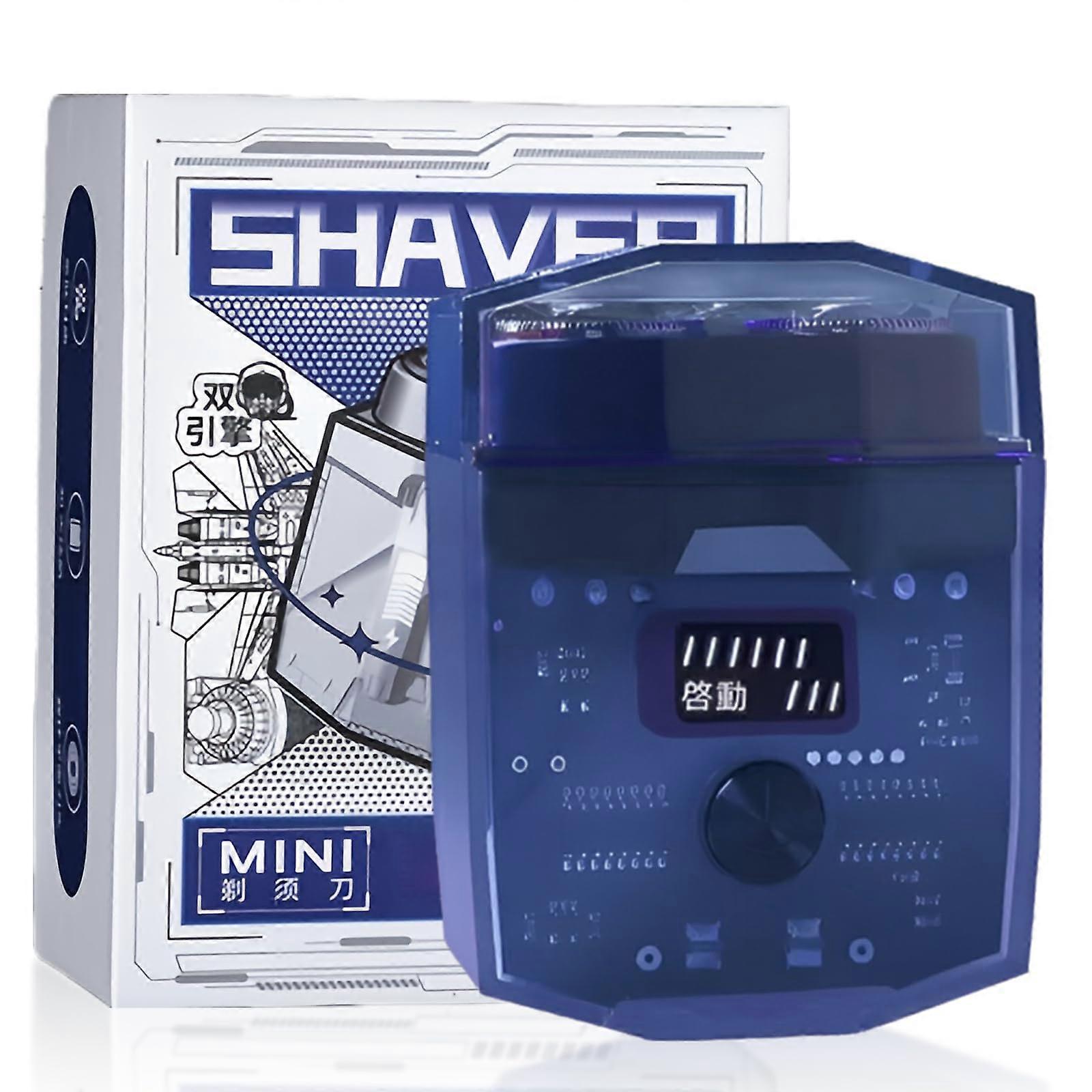 Electric Shaver Dual Motor Compact Travel Size with Multiple Attachments and Precision Blades Blue
