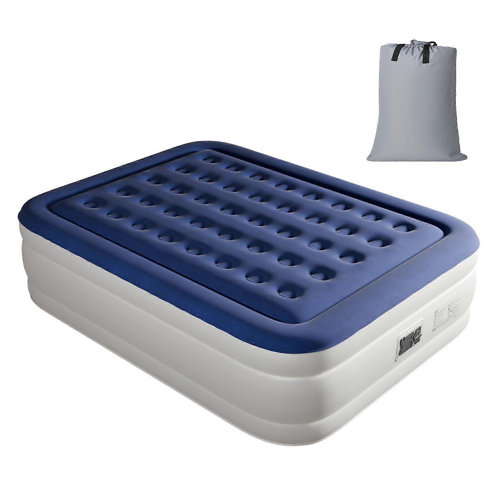 Queen Air Mattress 18in Raised Inflatable Airbed with Builtin Pump for Camping and Guests