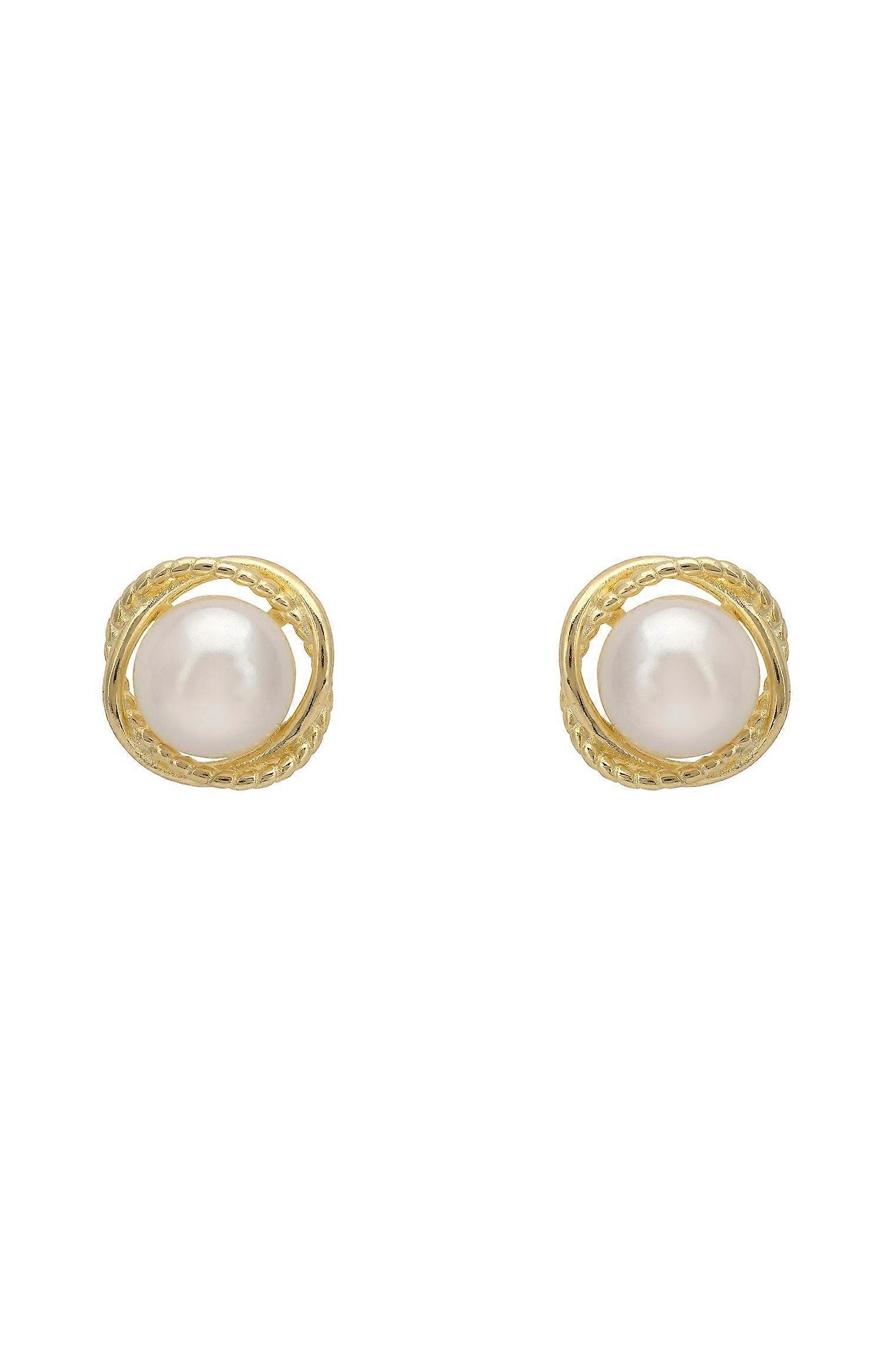 Pearl Twist Stud Earrings Gold