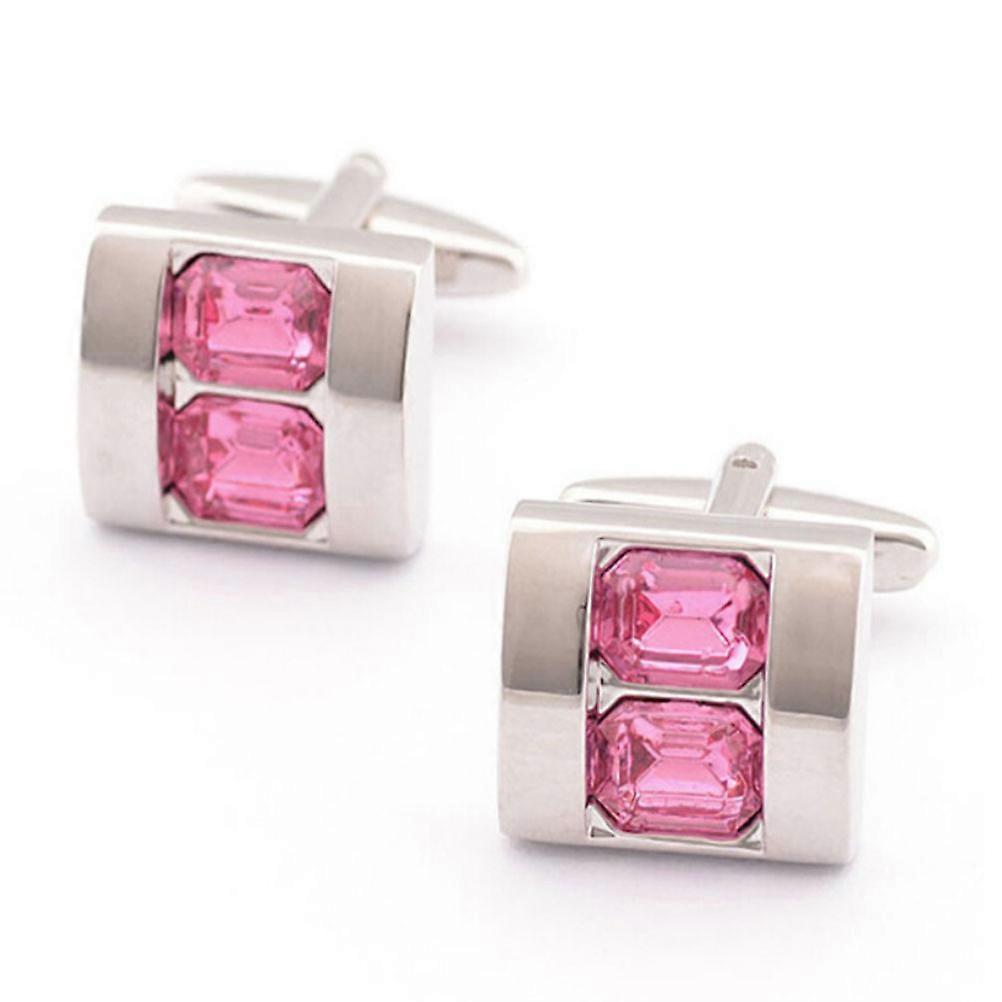 Men Crystal Cufflinks Pair for Clothes Decoration Sleeve Button Pink