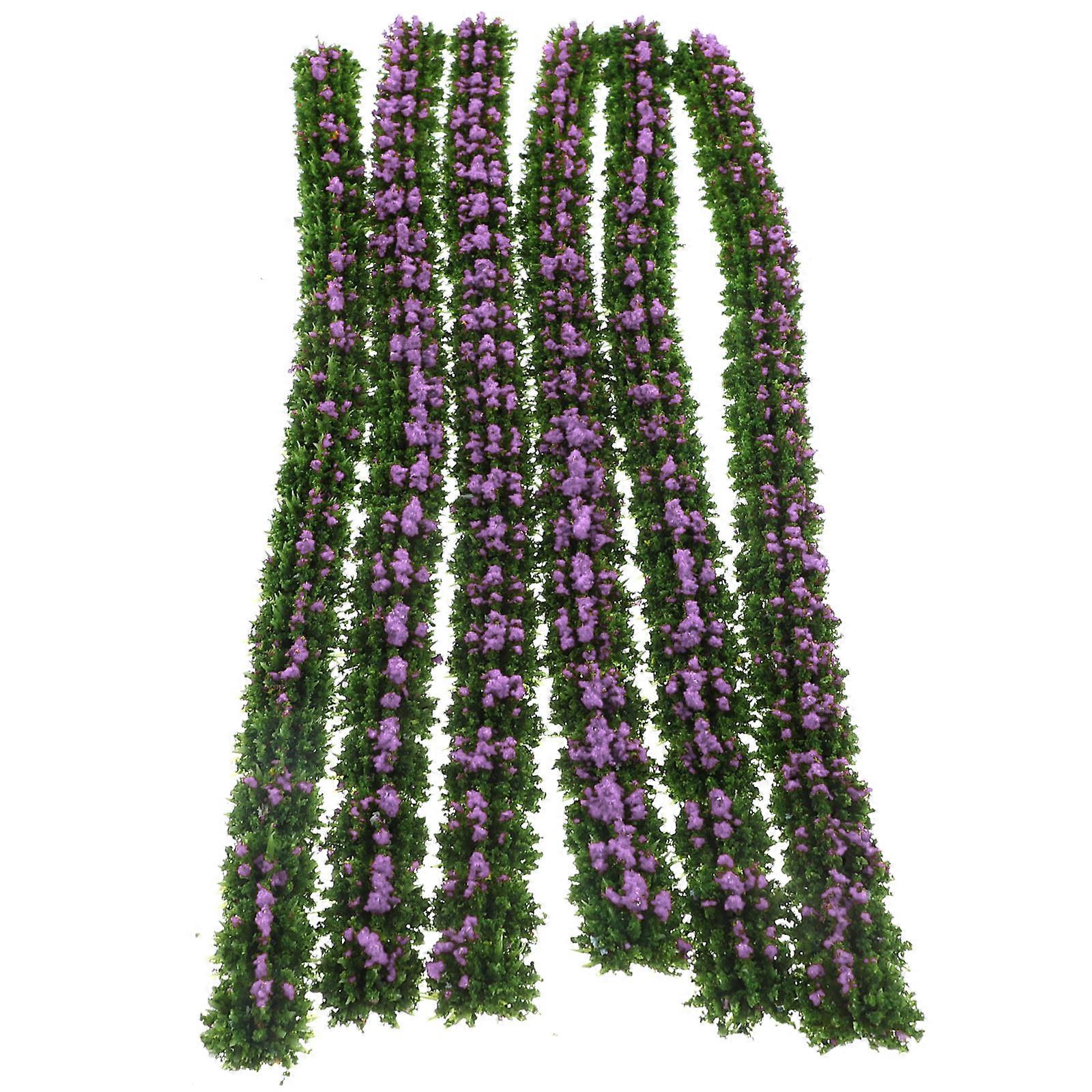 Purple Plastic Simulation Shrub Strip for Decoration 6Pcs Landscaping Models
