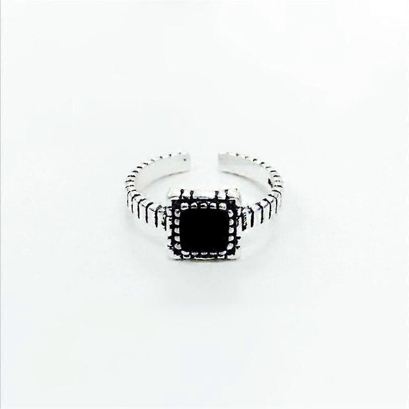 Ring, Women's Vintage Square Geometric Agate Enamel Ring