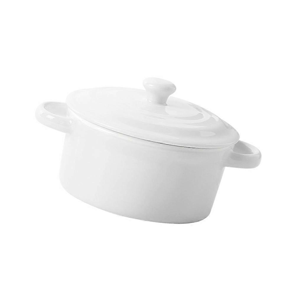 Bol en céramique avec couvercle, idéal pour l'alimentation des bébés (gelée, pudding, crème anglaise, etc.), 200 ml, poignées ergonomiques, usage domestique, 1 pièce
