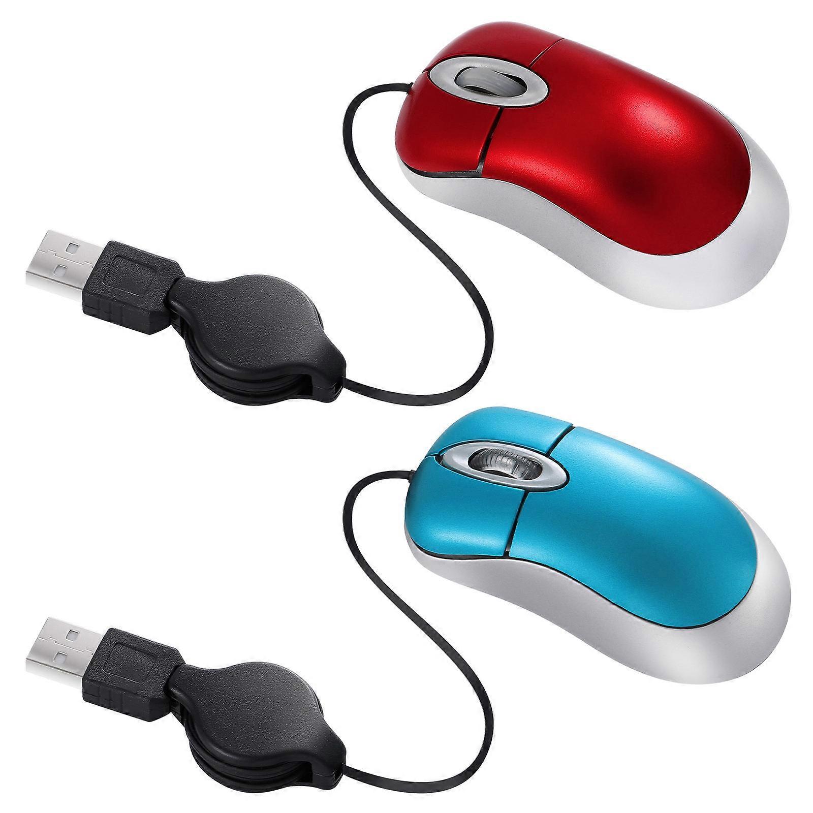 USB Optical Mouse with Retractable Cable Multi Plastic for Computer Use Compact Mini Design 0.7m Cable