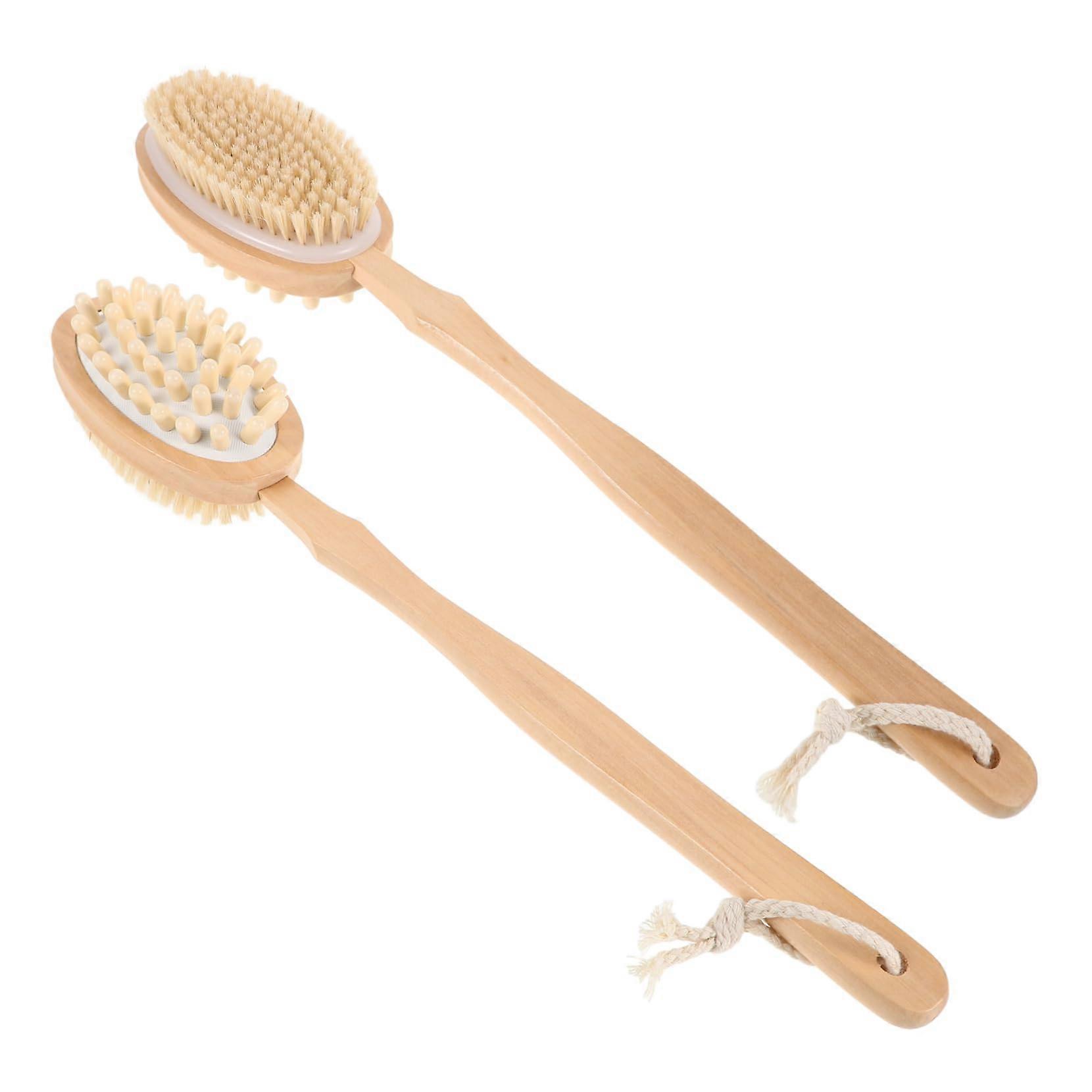 Back Scrubber with Long Handle, DualSided Shower Brush for Exfoliating and Massage, 2 Pack