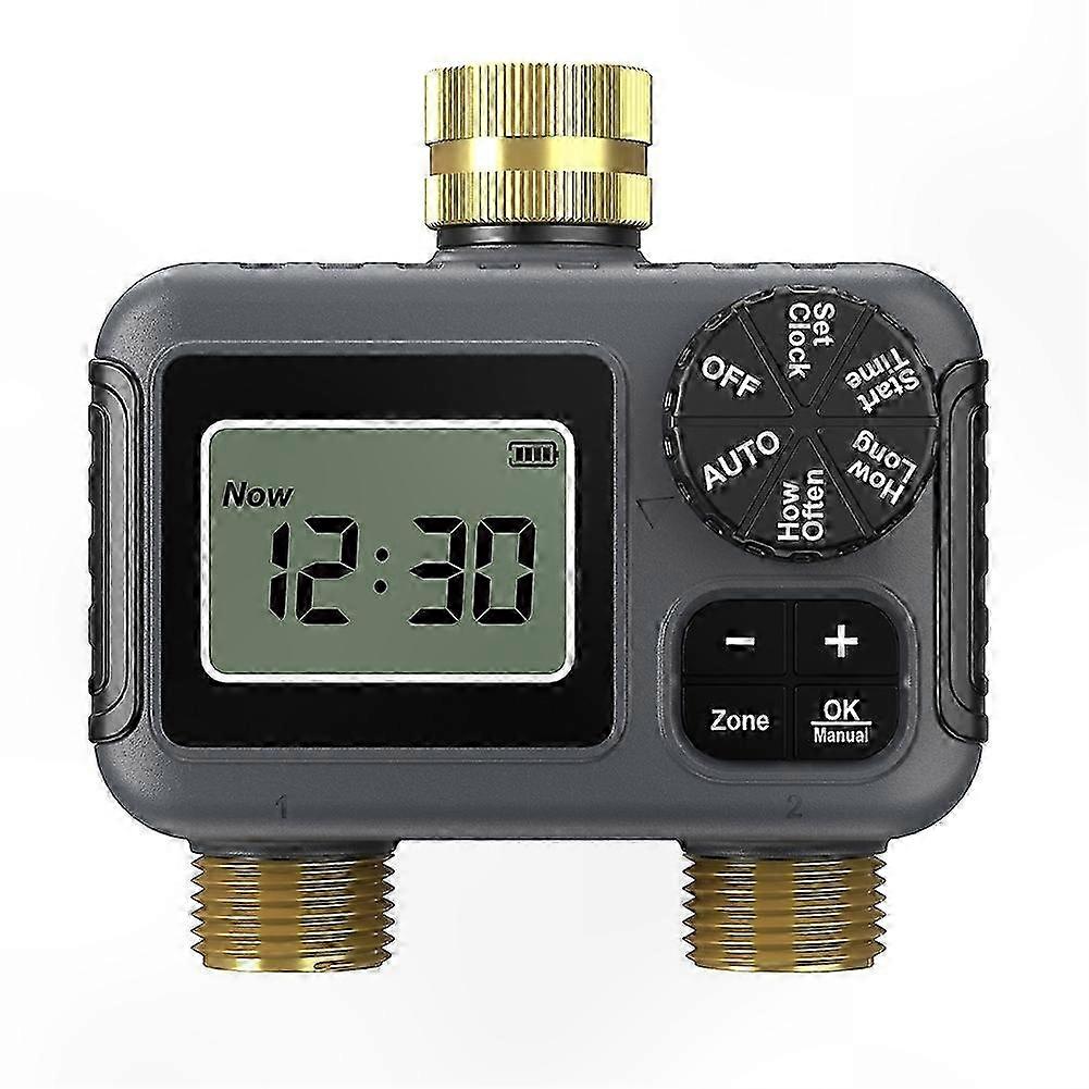 Smart Garden Watering Timer with Dual Outlets and Automatic Faucet Valve Control for Efficient Irrigation Systems