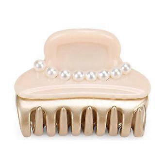 Vintage Pearl Hair Claw Clip for Women, Rhinestone Hair Accessory for Thin Hair, Elegant Beige B