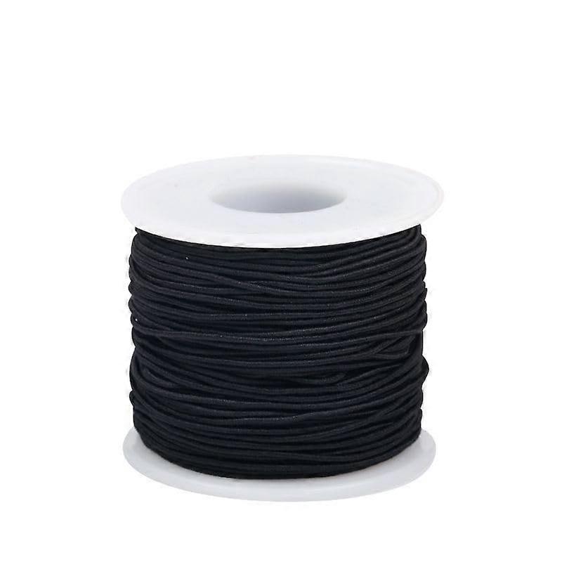 Elastic Beading Thread 50m Black Roll, Durable Stretch Cord for Bracelets and Jewelry Making