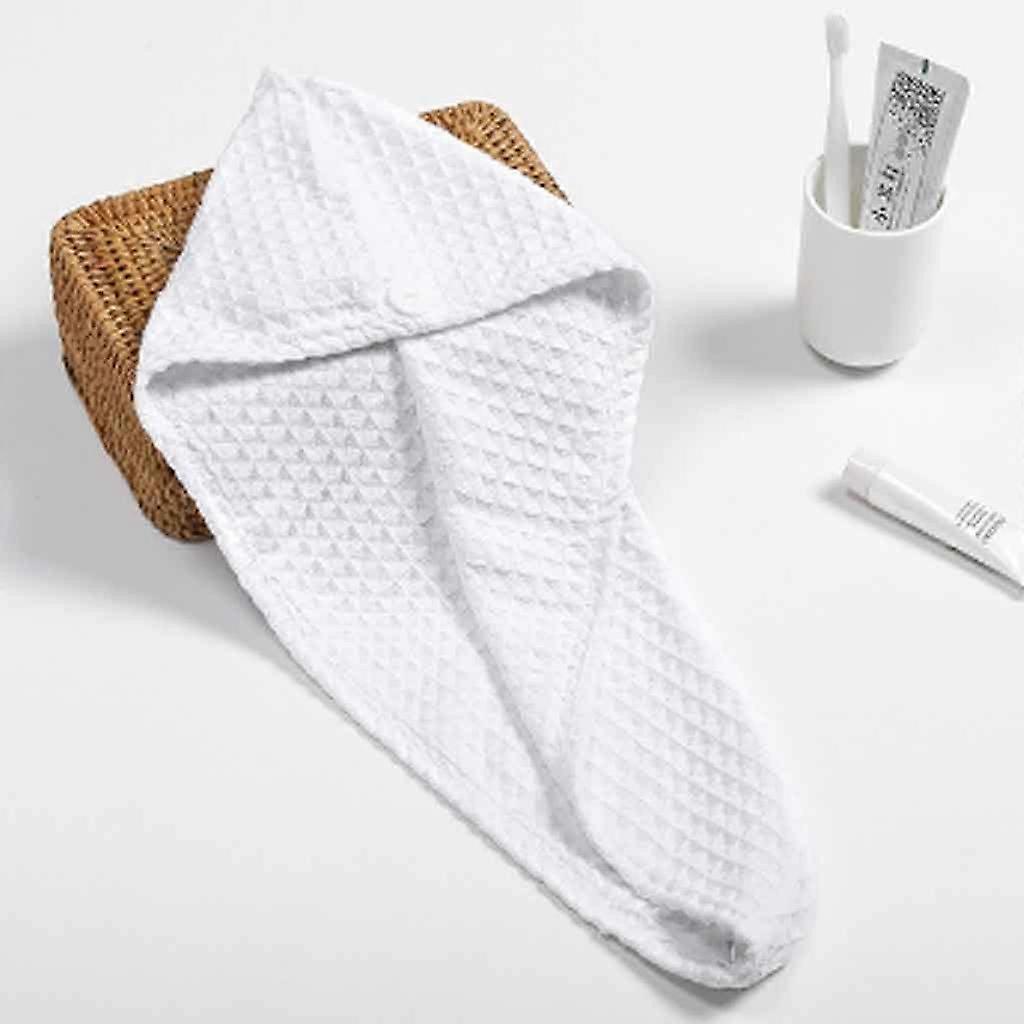 Hair Towel Wrap Quick Dry Microfiber Turban with Secure Elastic Loop for After Shower Use White