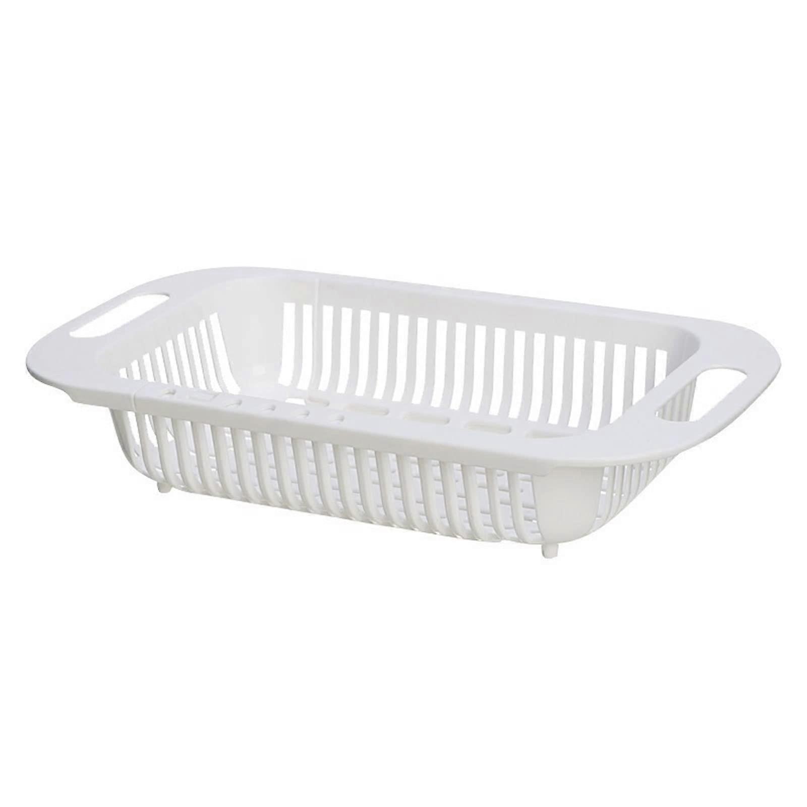 Adjustable Dish Drying Rack with Quick Drainage and MultiItem Storage for Kitchen Sink White