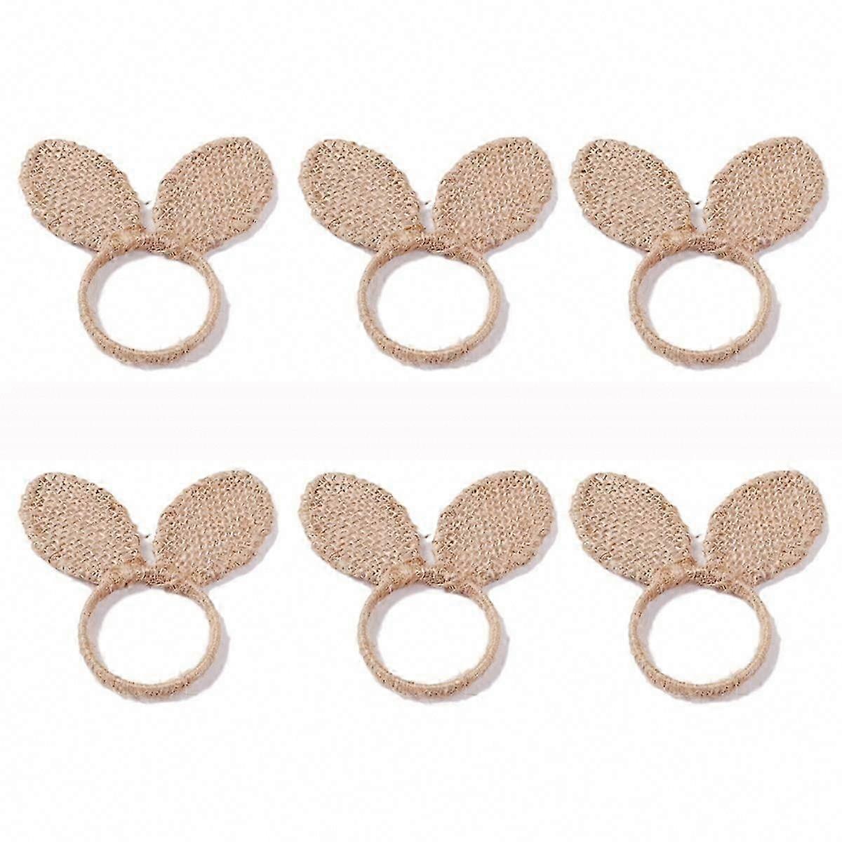 6PCS Easter Bunny Ears Napkin Rings for Dining Table Setting Decor