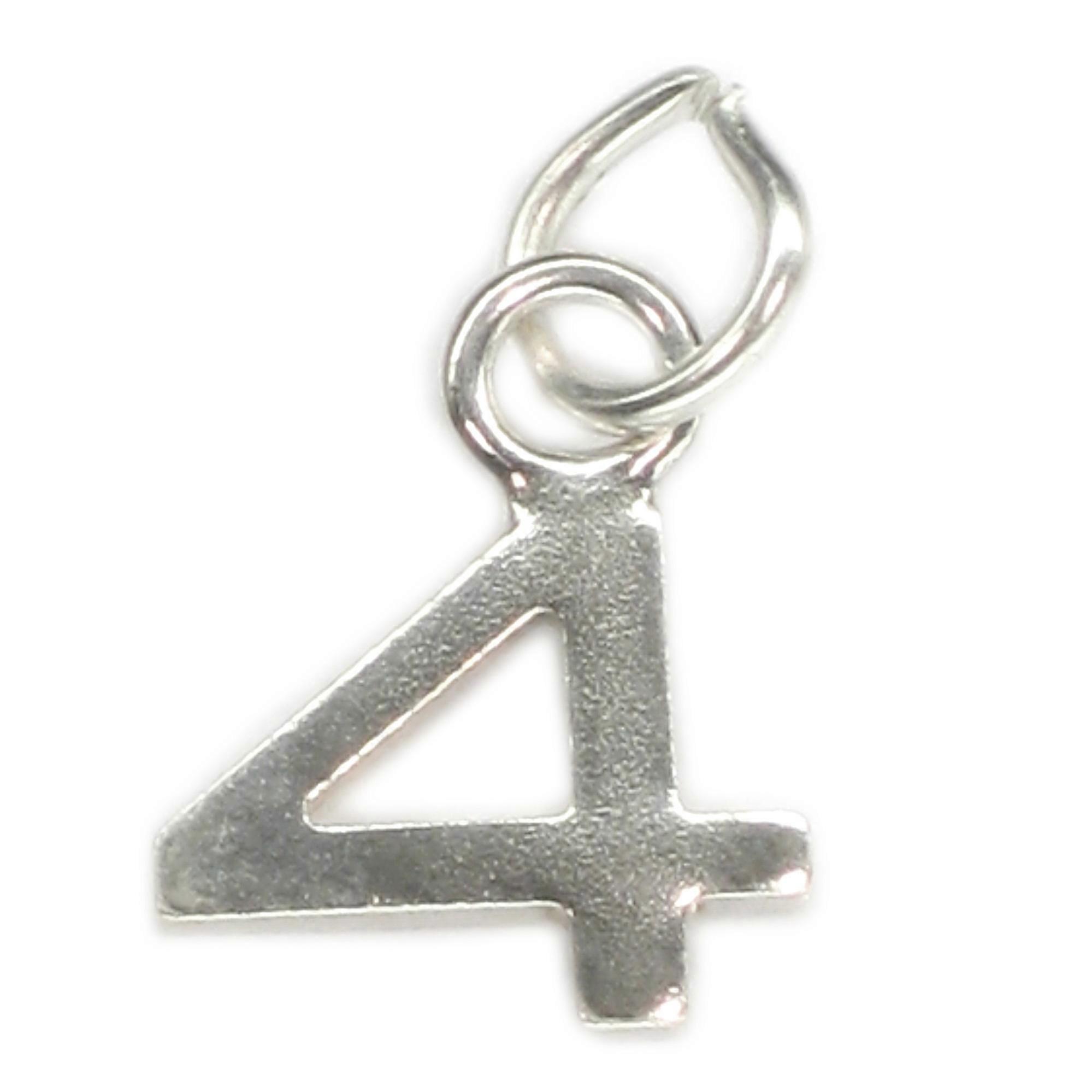 Number 4 TINY sterling silver charm .925 x 1 Numbers Four