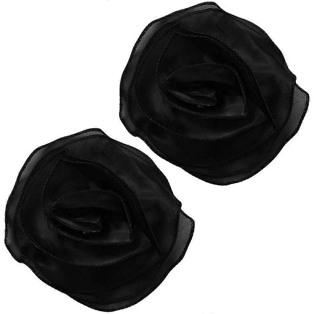 Flower Polyester Multi-strand Brooches Black 150mm