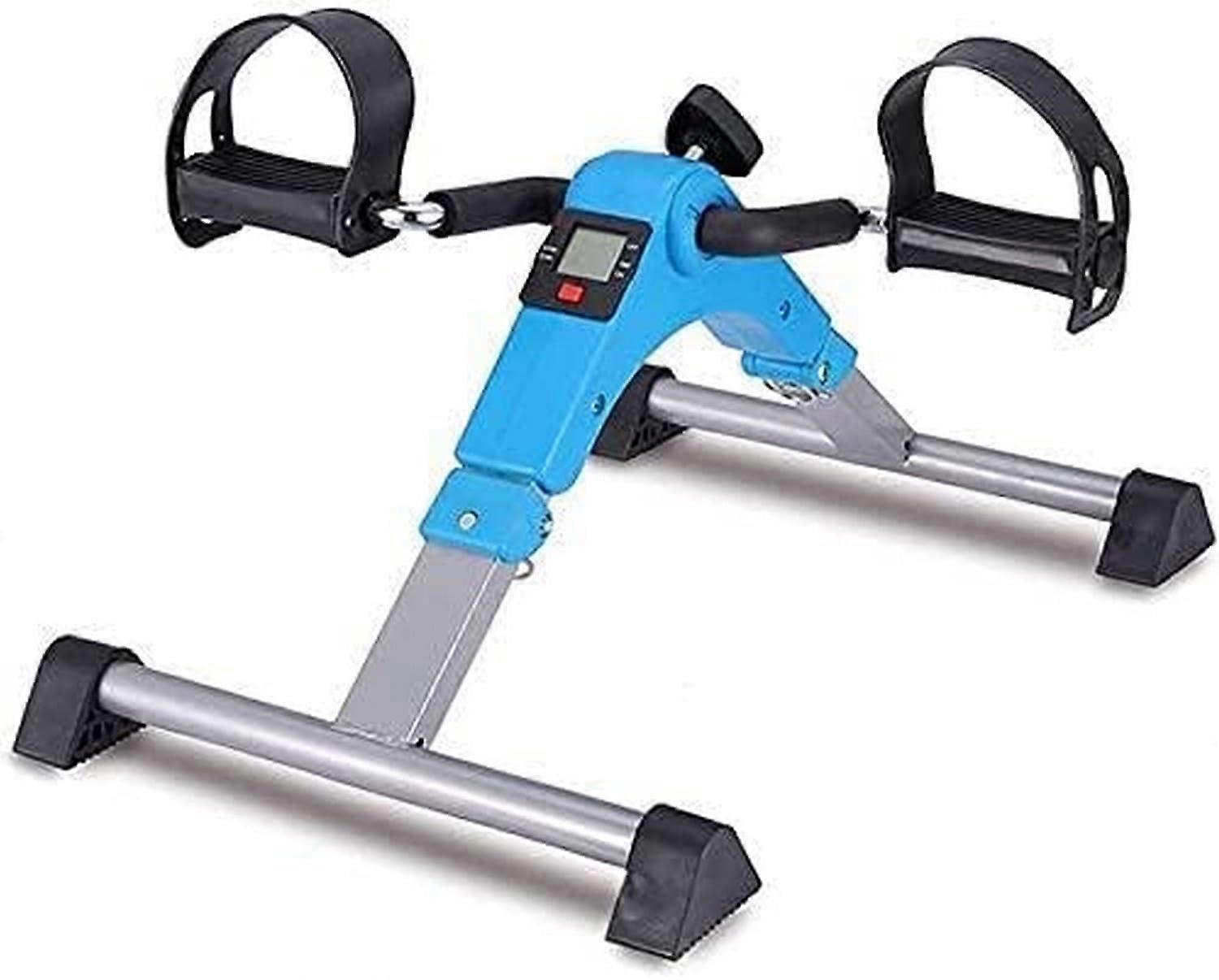 Portable Exercise Bike with Multifunction LCD Display, Foldable Pedal Exerciser for Seniors, Blue