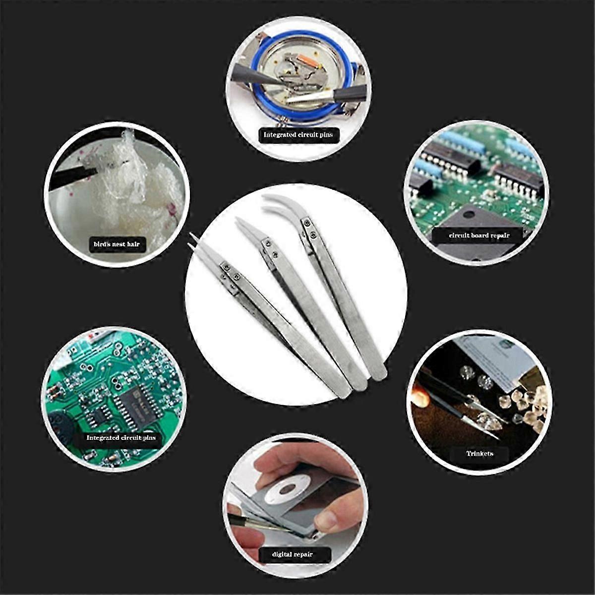 Reverse Tweezers Ceramic Tweezers Set - High-Temperature