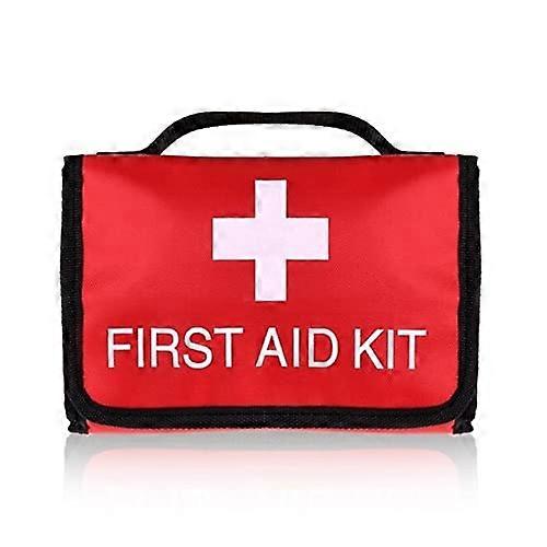 First Aid Kit Empty Foldable Nylon Bag with MultiPocket Design for Travel Camping Outdoors Red