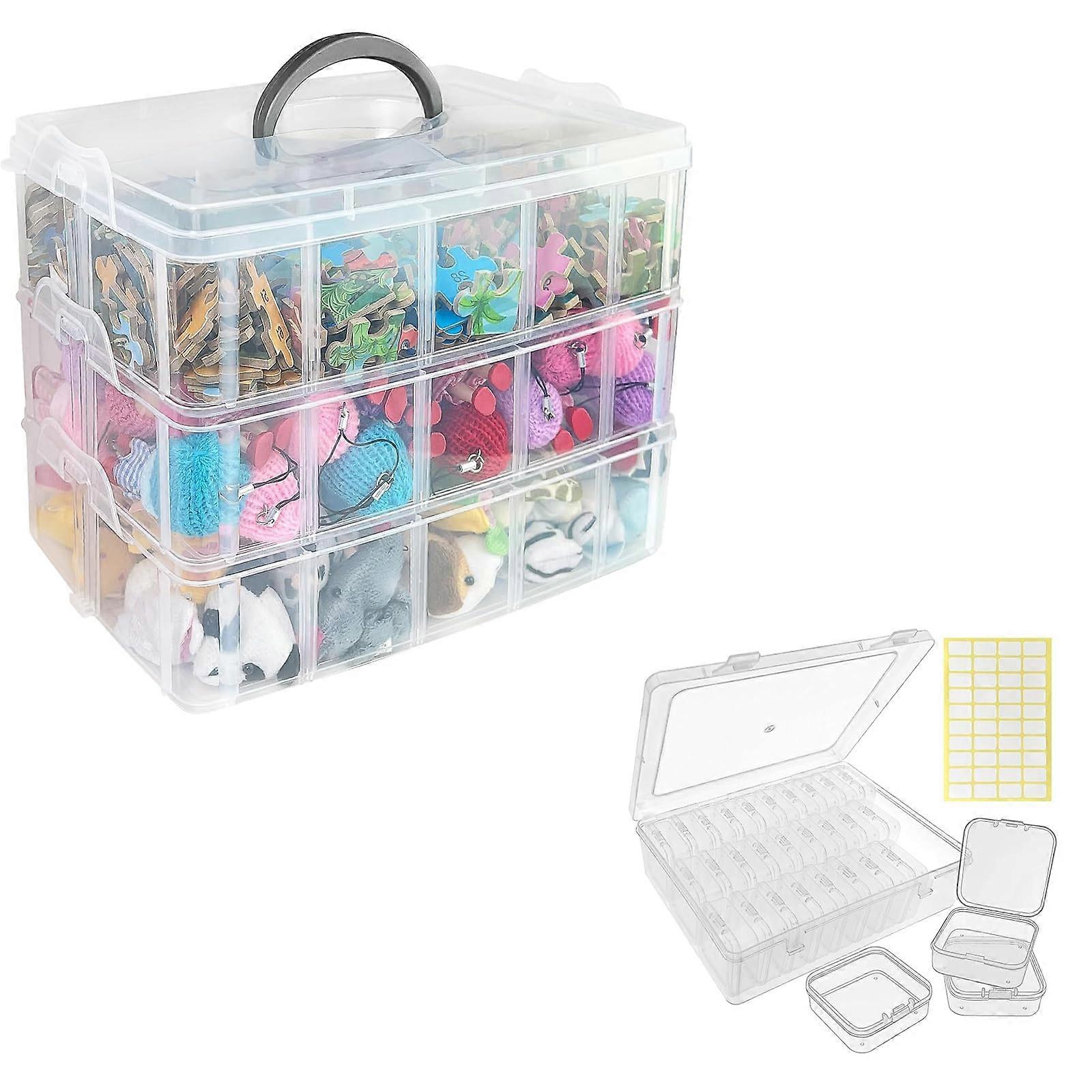 Bead Storage Organizer Clear View 3Tier Stackable Craft Box for Jewelry Making 31Piece Set