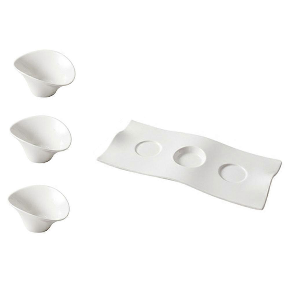 Ceramic Condiment Plates for Storing 1Set White Sauce Dishes