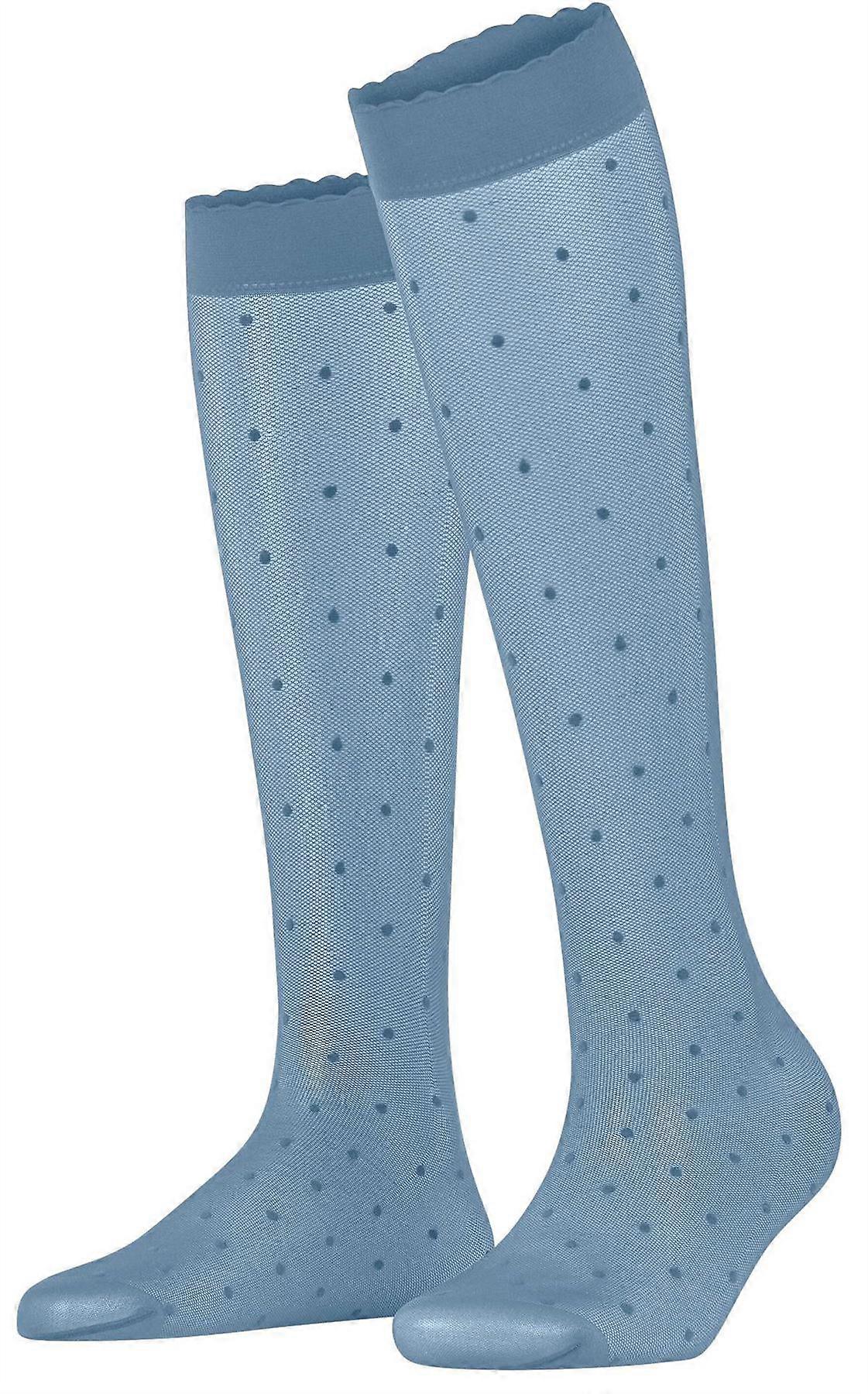 Falke Dot 15 Denier Knee High Socks - Sky Blue