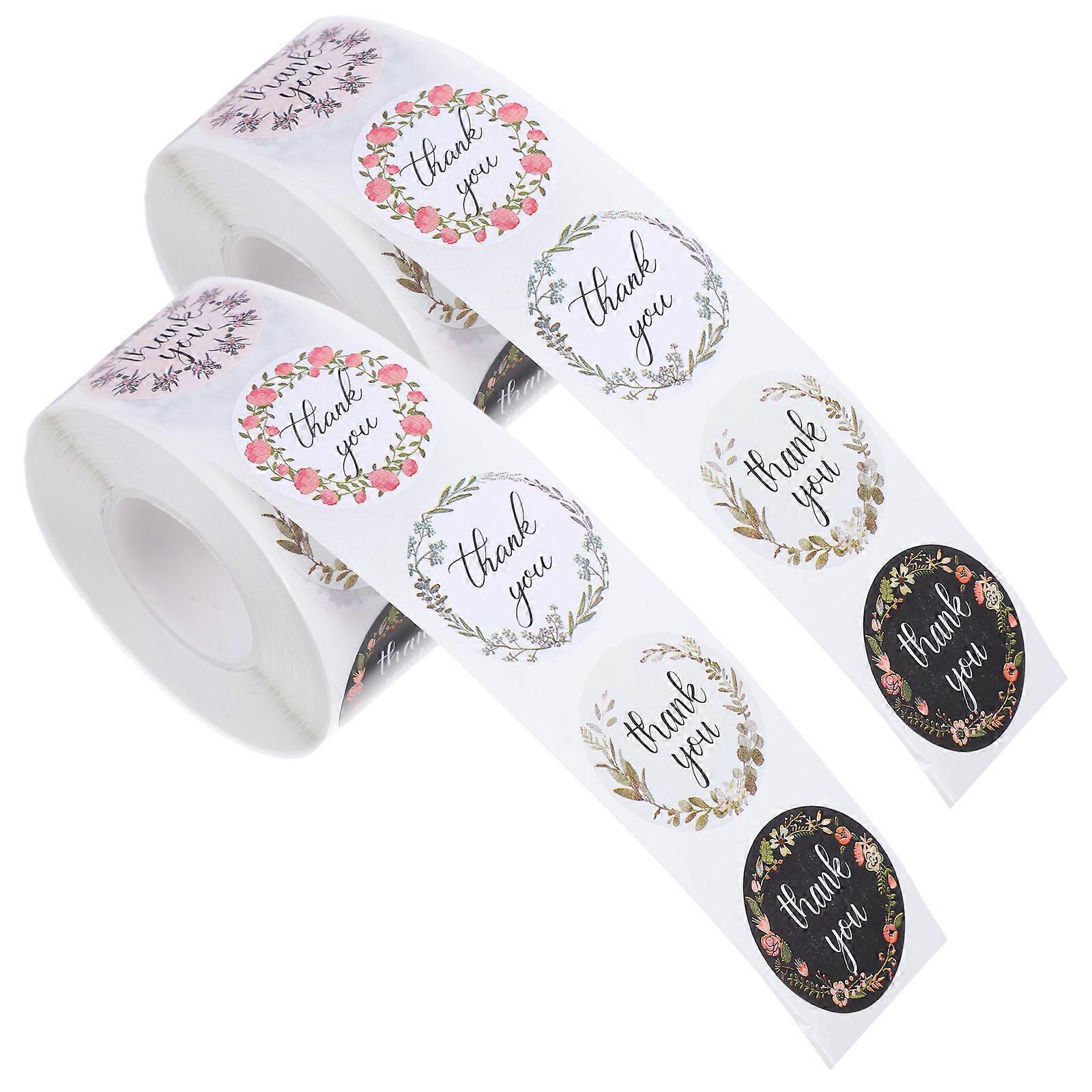 Thank You Stickers Roll Labels for Packaging 2 Rolls Assorted Color