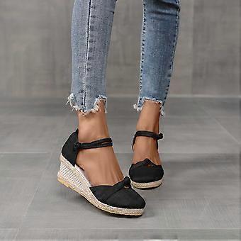 Women's Wedge Sandals Summer Ladies Shoes Platform Wedge Heel Closed Toe Sandals Casual Women's Sandals Black US Size 7.5