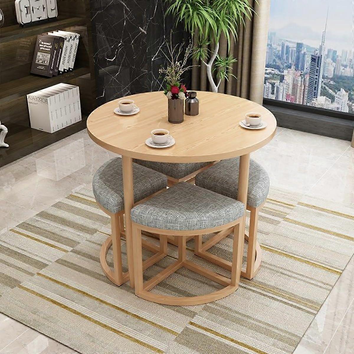 Small Round Dining Table Set with Chairs, Compact Reception Table and Chair Combination for Office