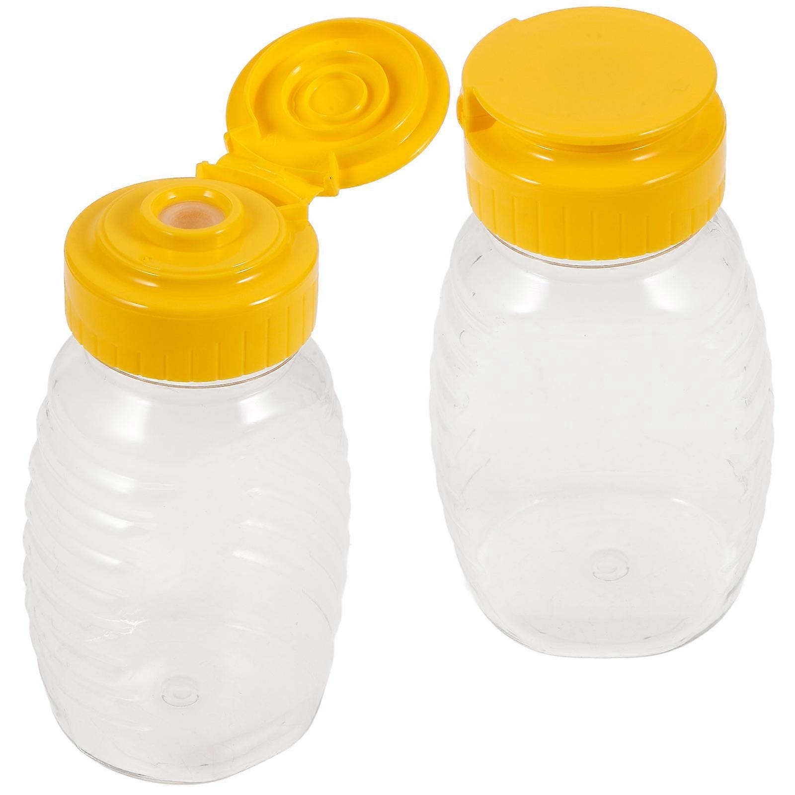 Honey Bottle Condiment Squeeze Bottles for Kitchen Use 2Pcs Transparent