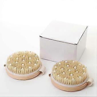 2 Body Brushes - Combinación de masajeador de celulitis seco y húmedo desintoxicante con cerdas naturales y nódulos de goma elásticos