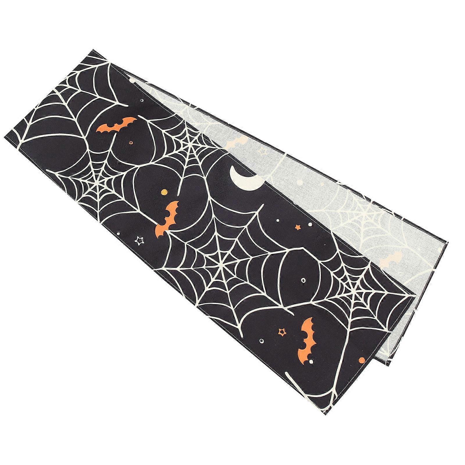 Halloween Table Runner Spider Web Patterned Home Tablecloth for Decor 3Pcs