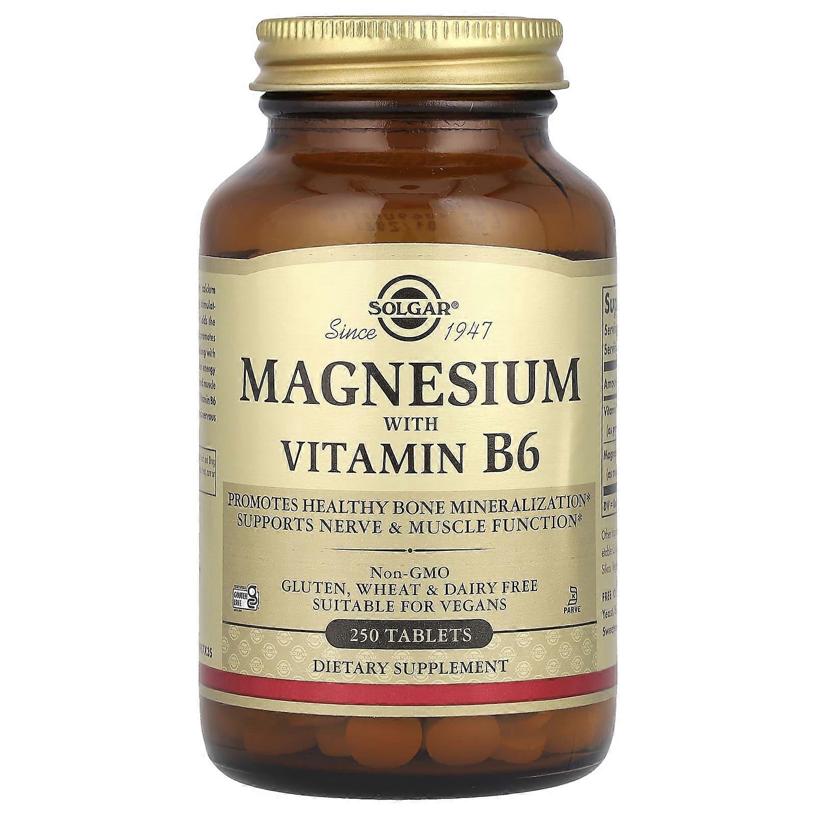 Solgar, Magnesium with Vitamin B6, 250 Tablets, 2-Pack
