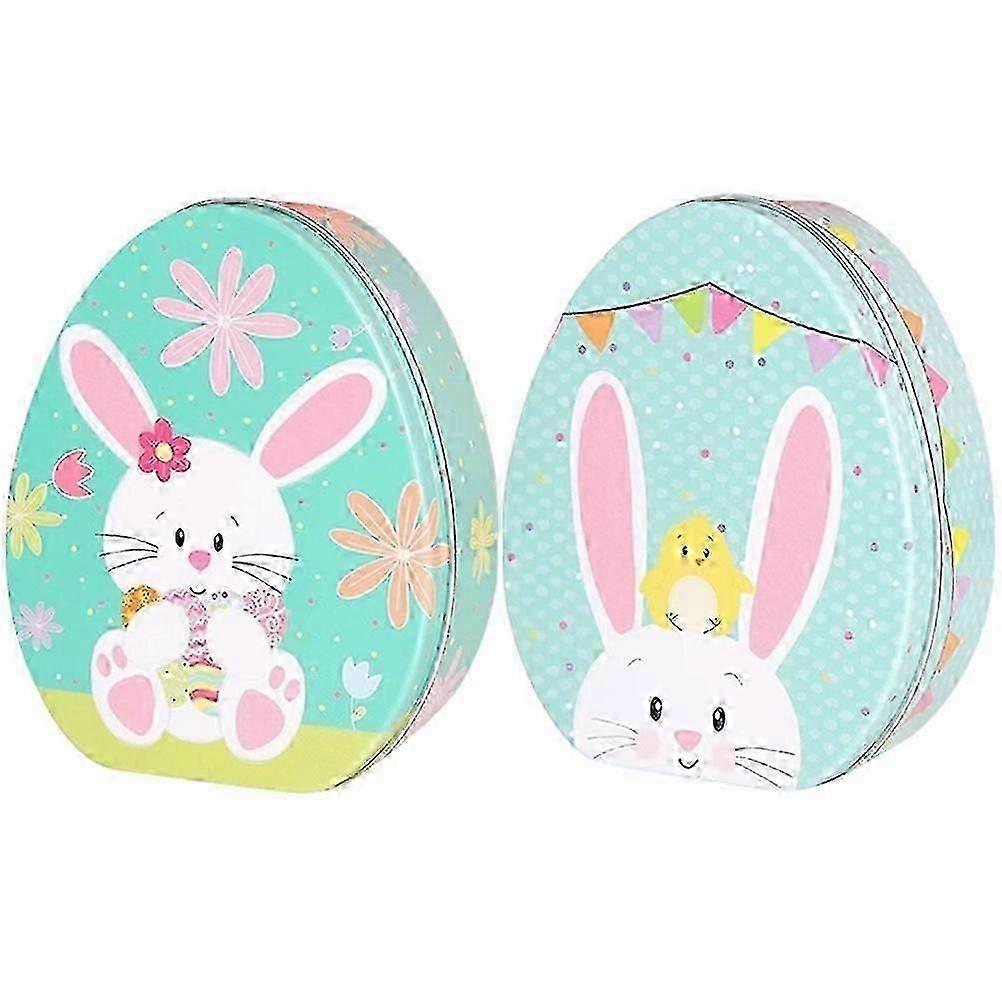 Easter Bunny Candy Box Tinplate Storage Box for Candy Holder 2Pcs
