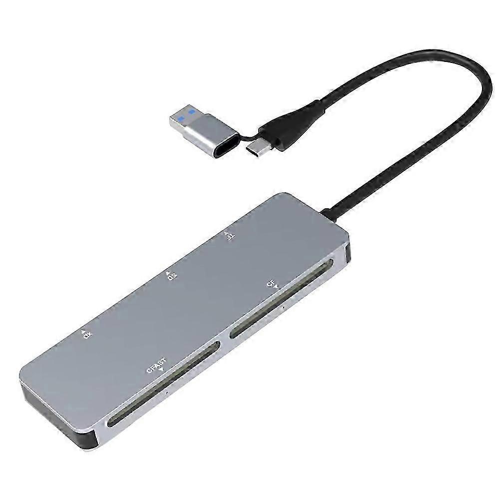 5 in 1 Multi Memory Card Reader Type-C and USB A CFast+XD++SD+TF Reader Memory Card Adapter for XP/7 OS