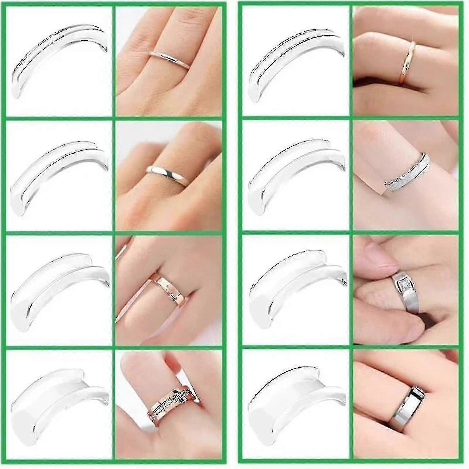 1/2/5set Ring Re-sizer 8 Sizes Transparent Re-sizer For Prevents Ring From Sliding Off