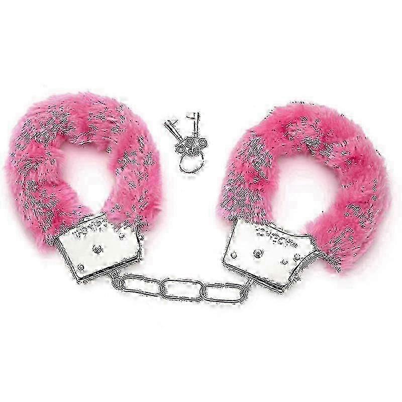 Fluffy handcuffs with two keys gift set for couples novelty accessory