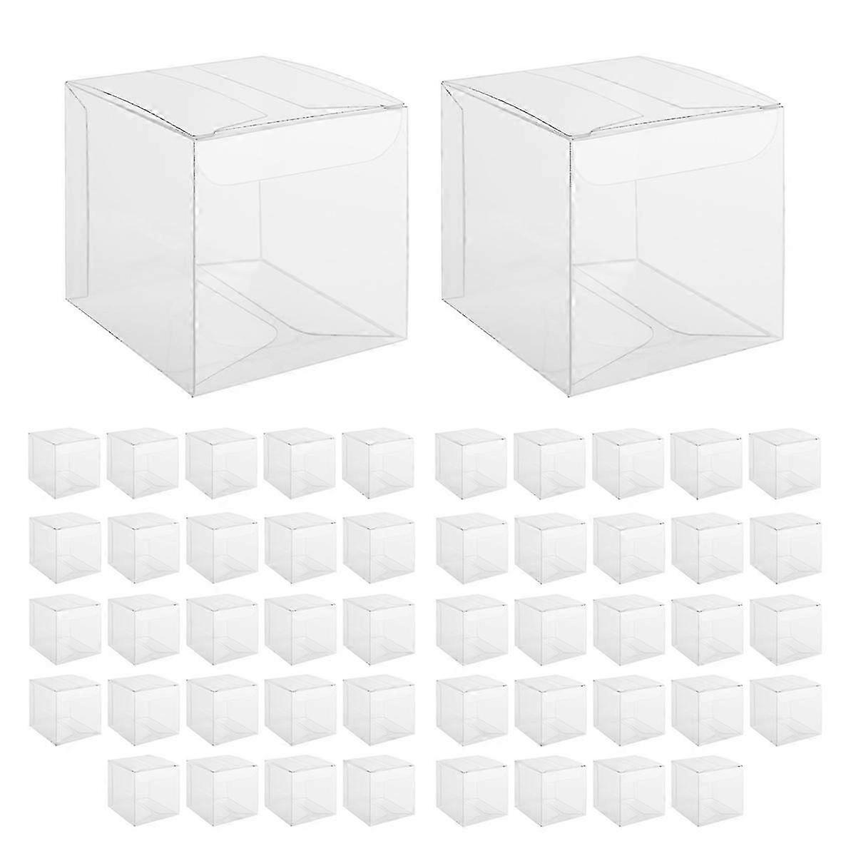 50Pcs Clear Plastic Candy Boxes PVC Gift Packaging Boxes for Wedding Uses