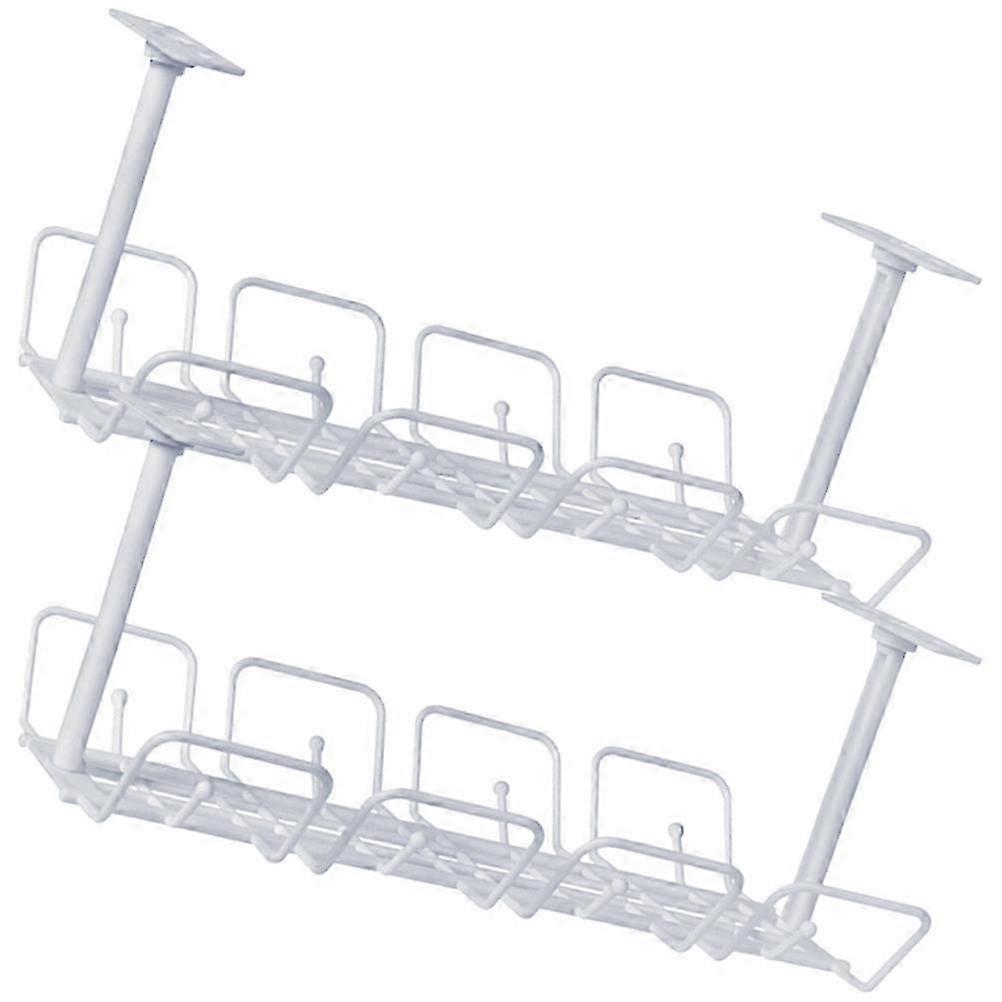 2Pcs Under Table Cable Management Rack Wire Management Under Desk Basket Cable Storage Rack