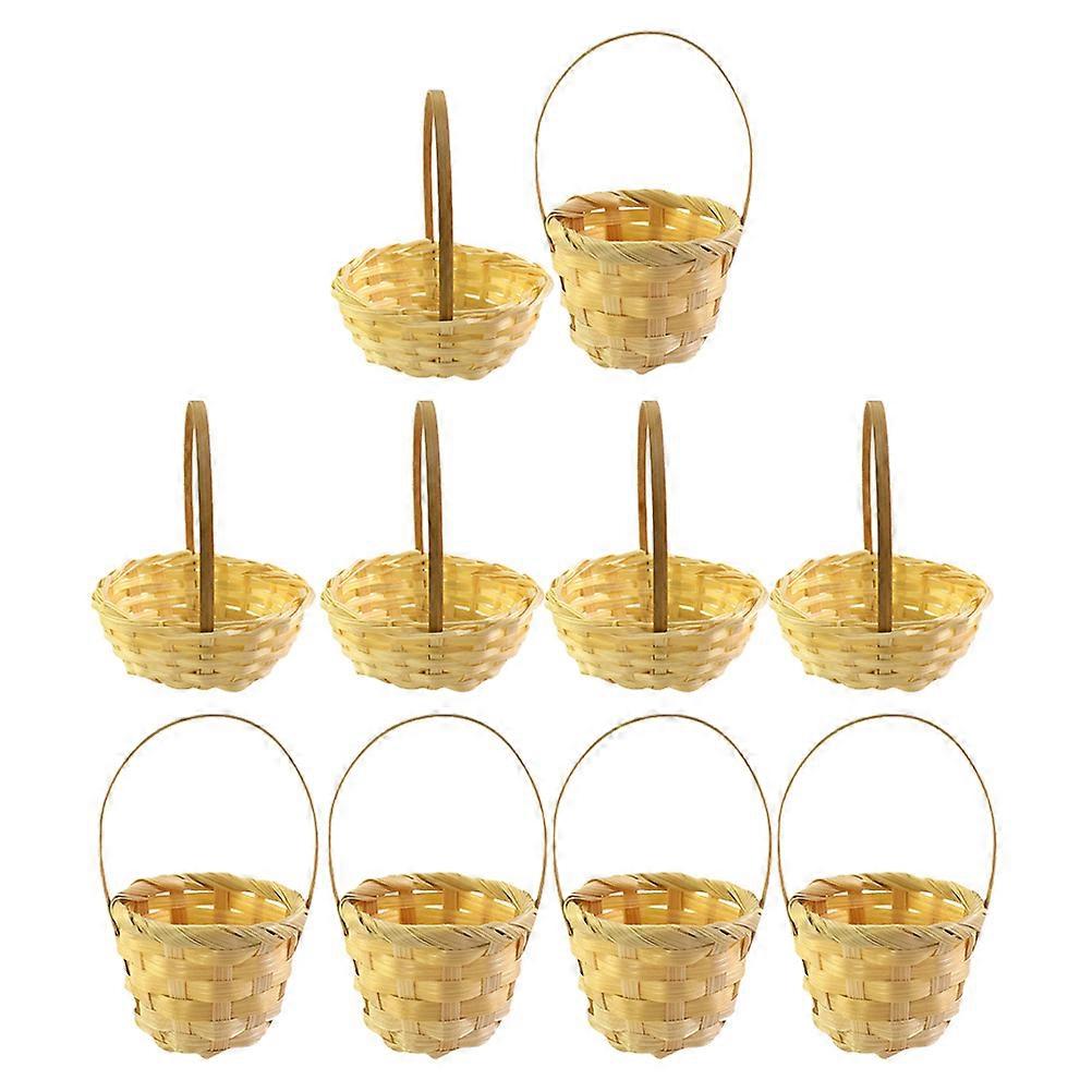 10pcs Mini Woven Baskets with Handles Tiny Handheld Baskets Mini House Baskets