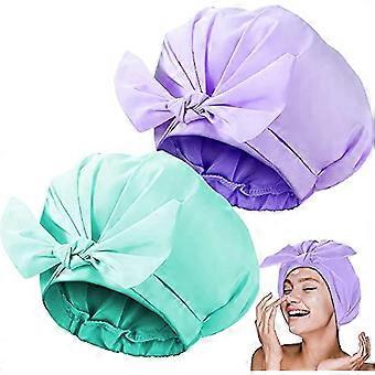 2 stuks douchecaps verstelbare strikknoop bad haar caps herbruikbare waterdichte tulband douche hoed badmuts voor vrouwen meisje schoonheid haar spa baden thuis