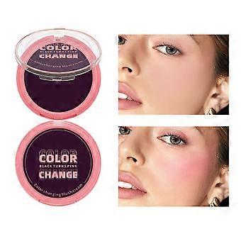 Portable Color Changing Cream Blush Compact, Dark Pan to Pink Cheek Color for Daily Makeup, Commute Bag Carry, Travel Use and Easy Wear Multicolor