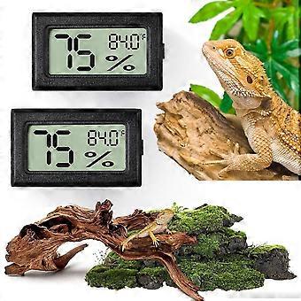 Reptiltermometer og fuktighetsmåler, 2 stk. digitalt hygrometer, selvklebende hydrometer for reptilterrarium, tilbehør til skjeggagamer, fuktighetsmåler for kjæledyr
